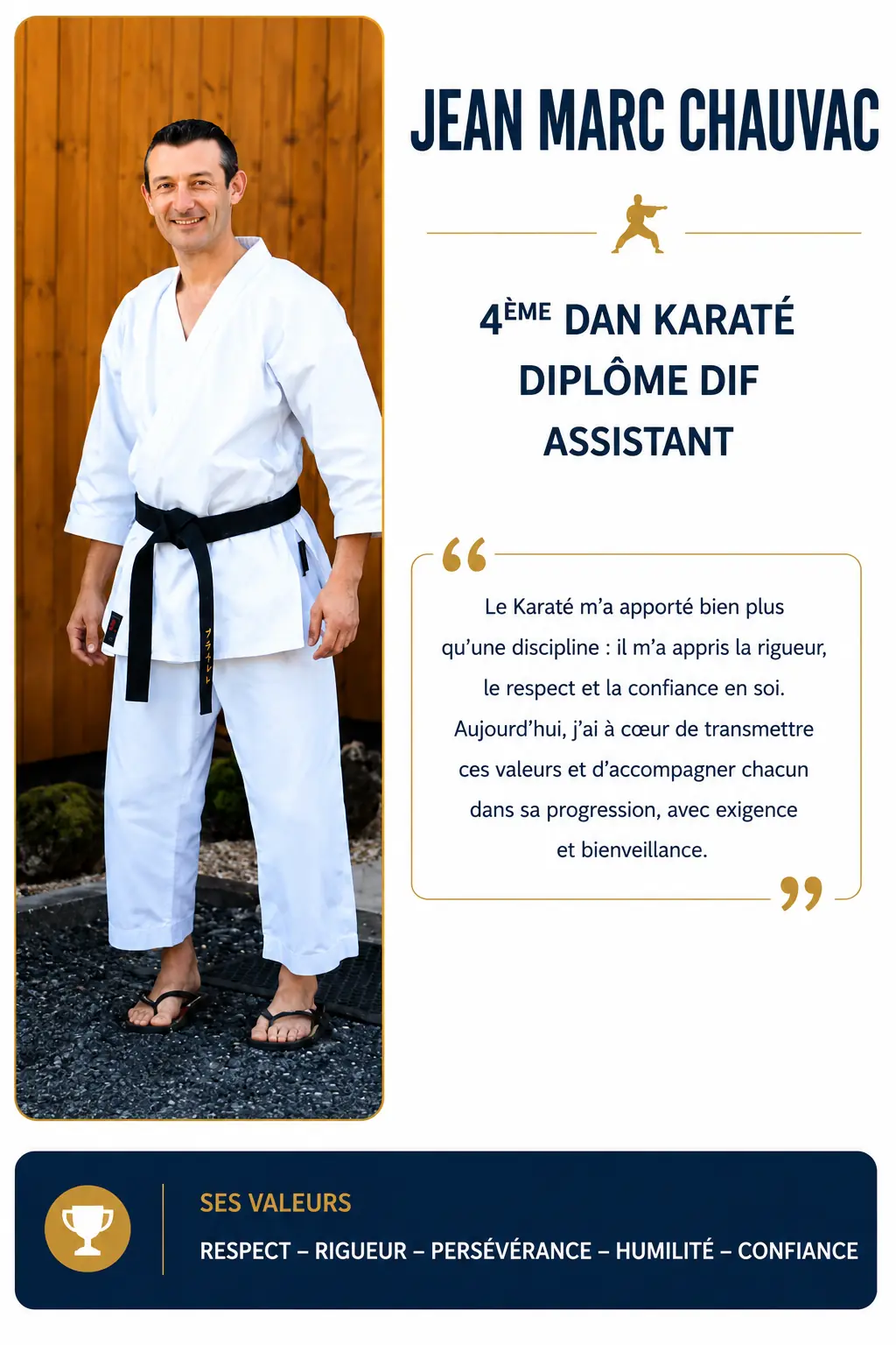 Fiche de présentation de Jean-Marc Chauvac, 4e dan Karaté